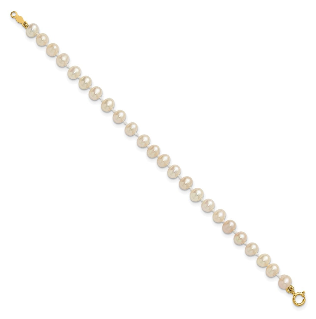 1/20 14K Gold Filled 4-5mm White Semi Round Freshwater Culture Pearl Bracelet