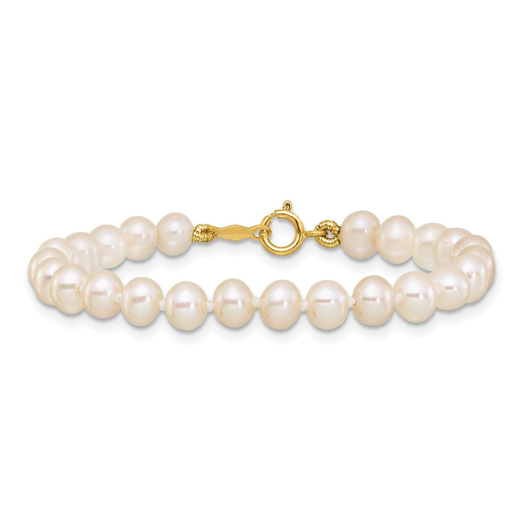 1/20 14K Gold Filled 4-5mm White Semi Round Freshwater Culture Pearl Bracelet