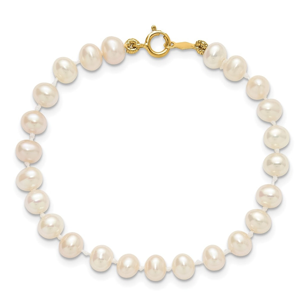 1/20 14K Gold Filled 4-5mm White Semi Round Freshwater Culture Pearl Bracelet