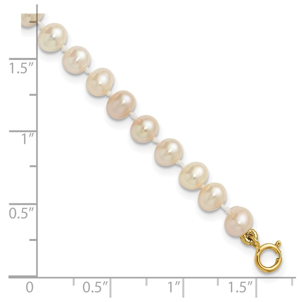 1/20 14K Gold Filled 4-5mm White Semi Round Freshwater Culture Pearl Bracelet