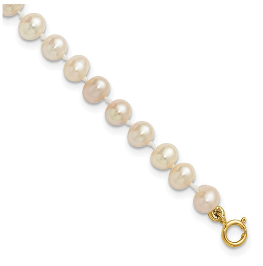 1/20 14K Gold Filled 4-5mm White Semi Round Freshwater Culture Pearl Bracelet