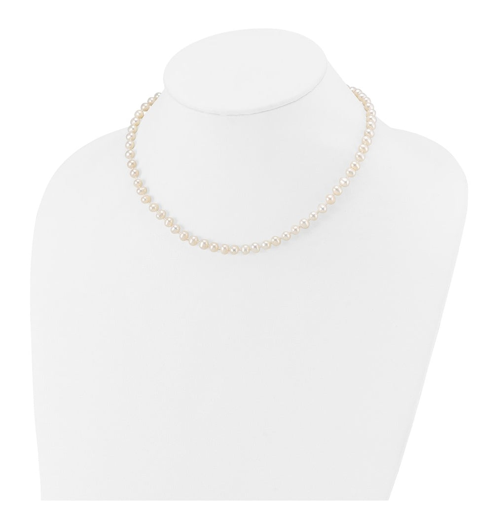 1/20 14K Gold Filled 5-6mm White Semi Round Freshwater Culture Pearl Necklace