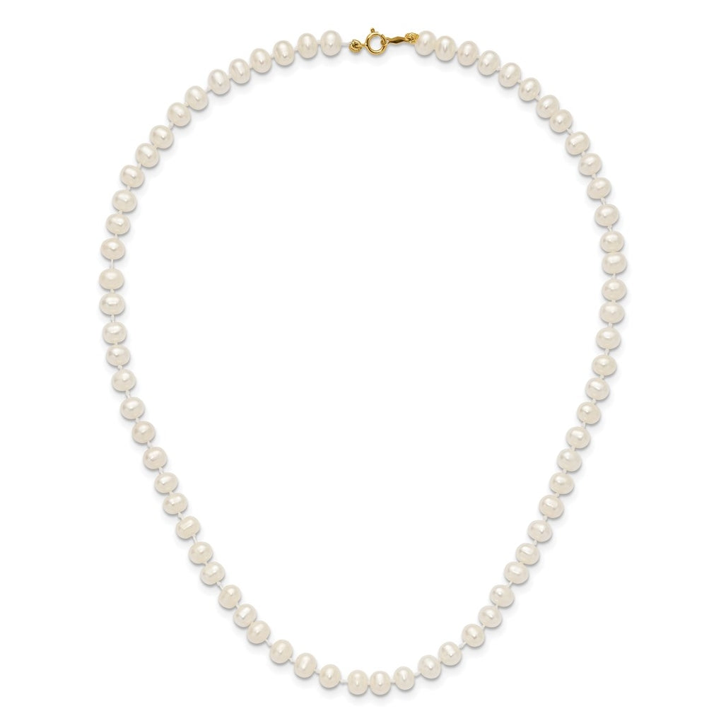1/20 14K Gold Filled 5-6mm White Semi Round Freshwater Culture Pearl Necklace
