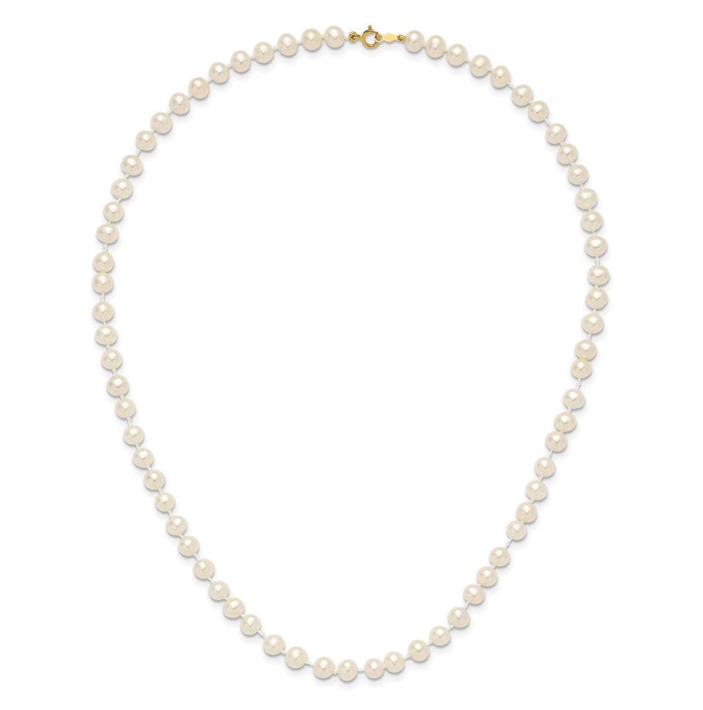 1/20 14K Gold Filled 5-6mm White Semi Round Freshwater Culture Pearl Necklace