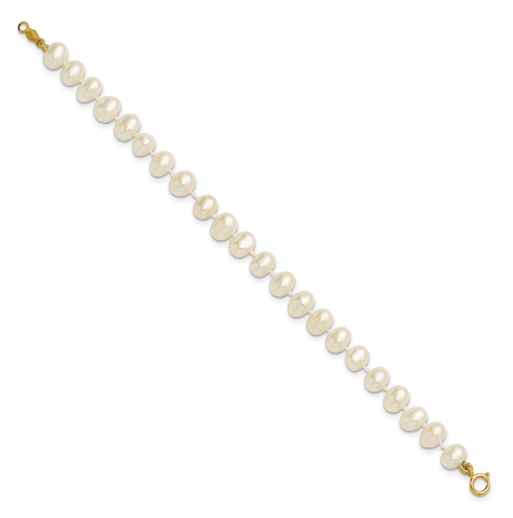 1/20 14K Gold Filled 5-6mm White Semi Round Freshwater Culture Pearl Bracelet