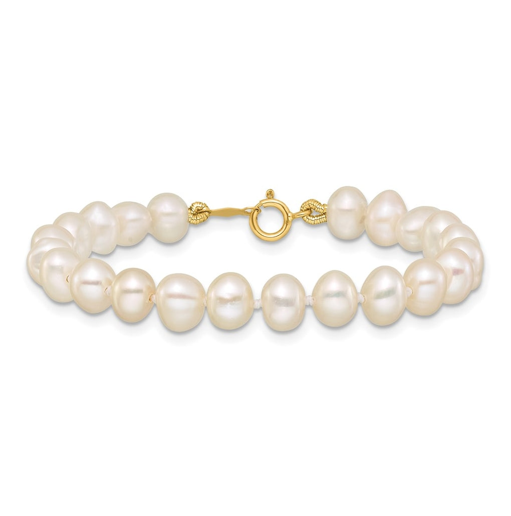 1/20 14K Gold Filled 5-6mm White Semi Round Freshwater Culture Pearl Bracelet