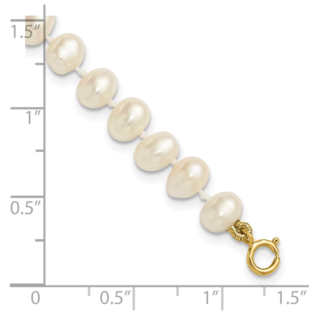 1/20 14K Gold Filled 5-6mm White Semi Round Freshwater Culture Pearl Bracelet