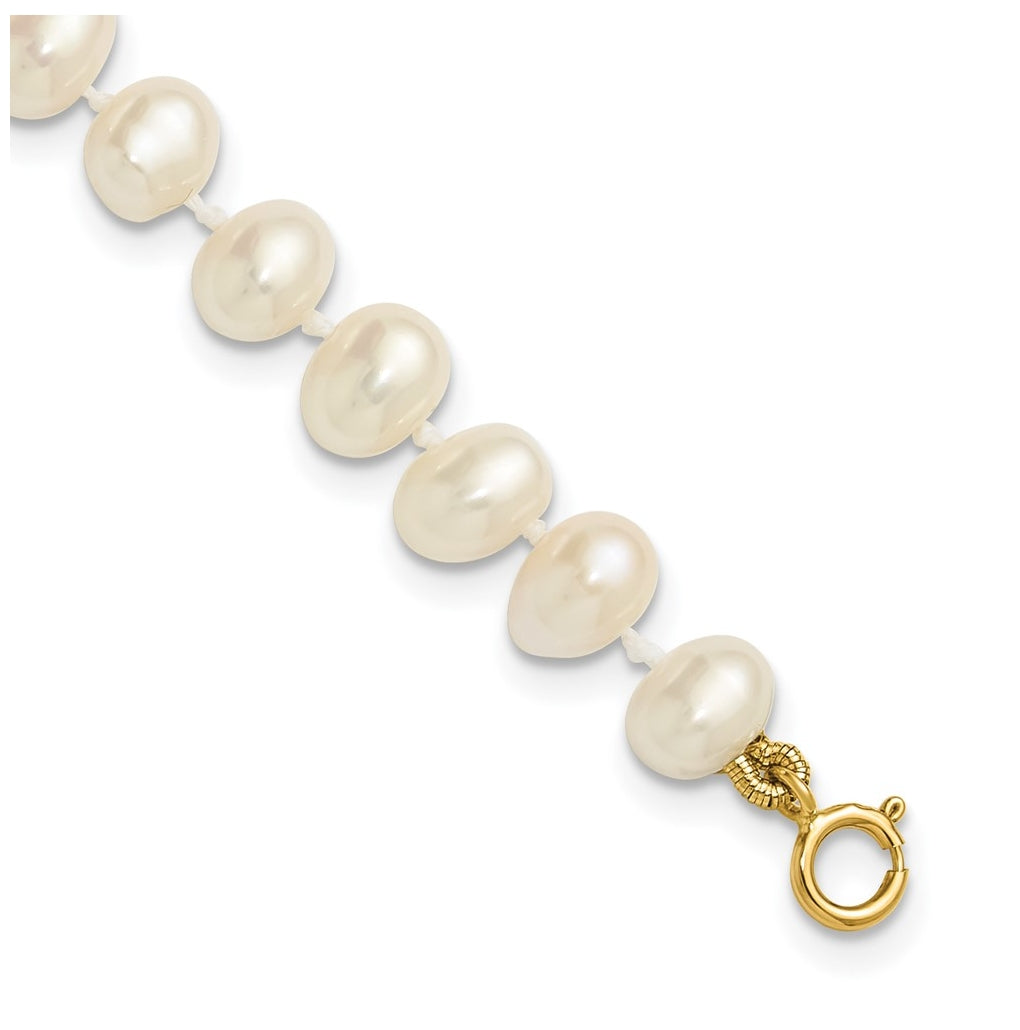 1/20 14K Gold Filled 5-6mm White Semi Round Freshwater Culture Pearl Bracelet