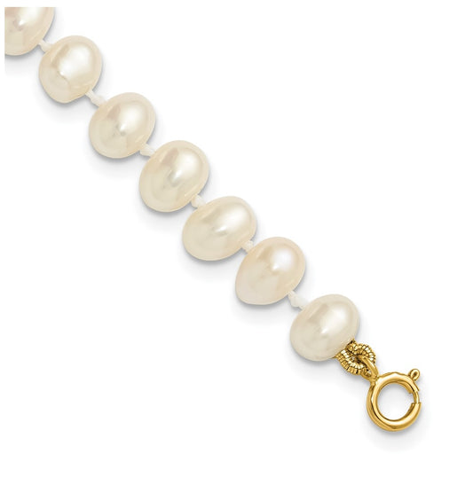 1/20 14K Gold Filled 5-6mm White Semi Round Freshwater Culture Pearl Bracelet