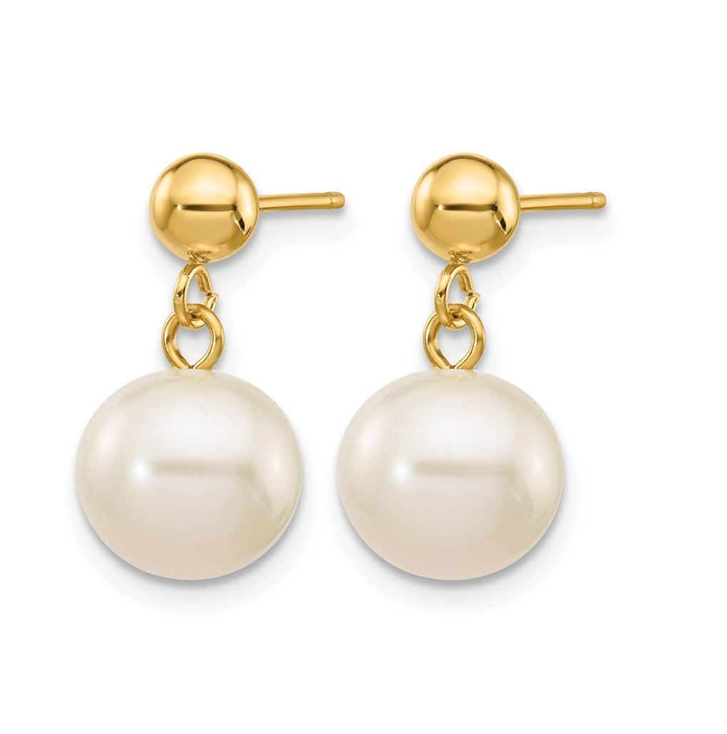 1/20 14K Gold Filled 8-8.5mm White Rnd Freshwater Culture Pearl Post Dangle Earrings