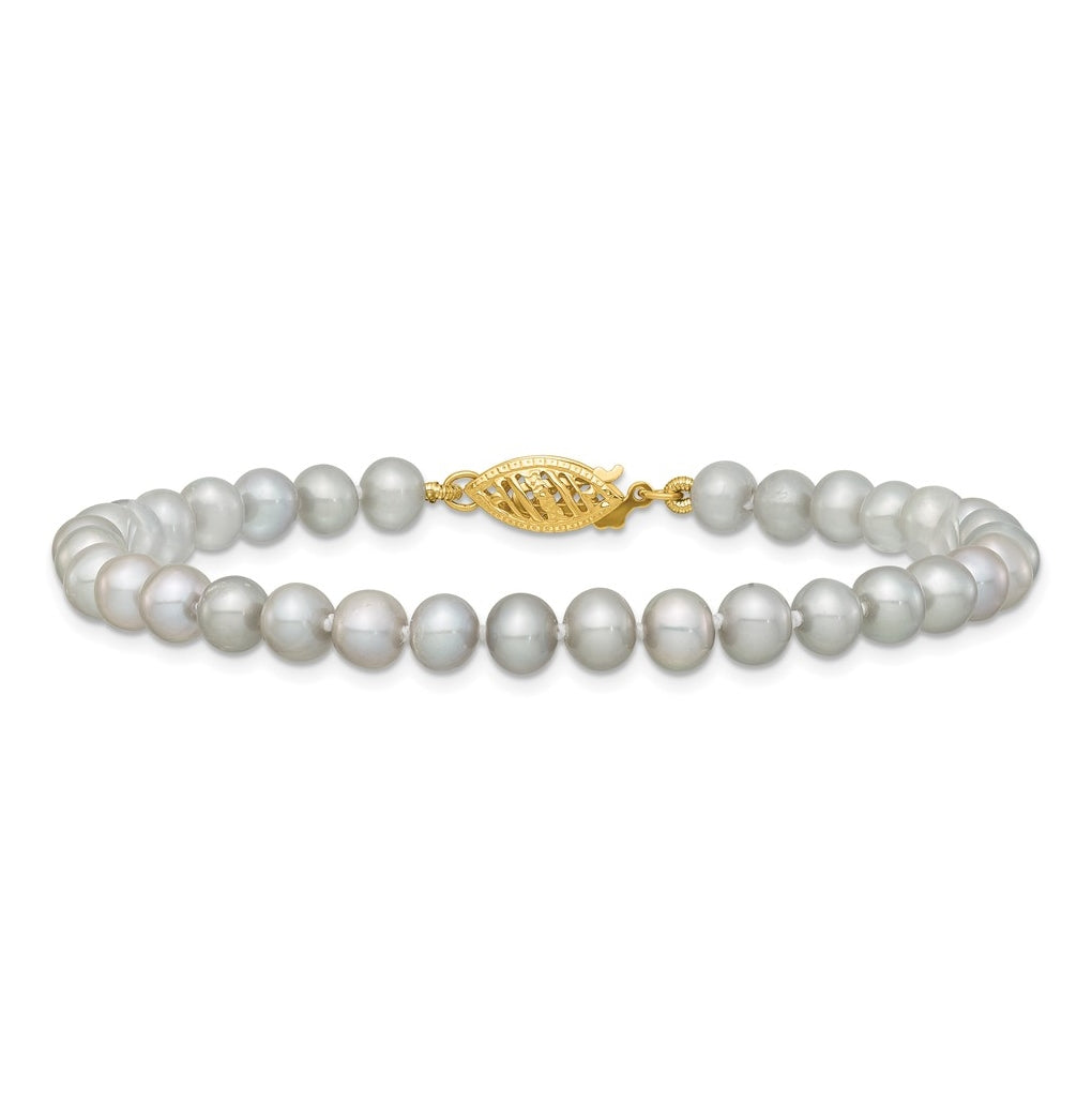 1/20 14K Gold Filled Near Round Grey FWC Pearl 7.5in Bracelet