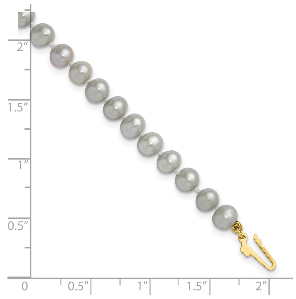 1/20 14K Gold Filled Near Round Grey FWC Pearl 7.5in Bracelet