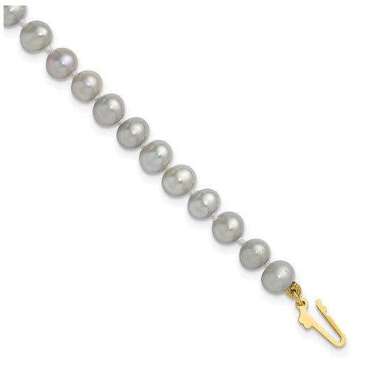 1/20 14K Gold Filled Near Round Grey FWC Pearl 7.5in Bracelet