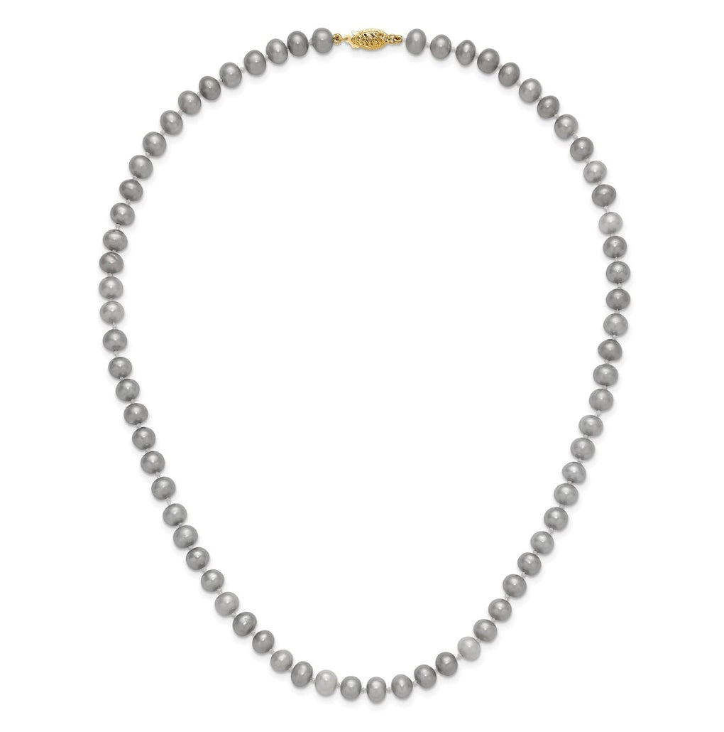 1/20 14K Gold Filled Near Round Grey FWC Pearl Necklace