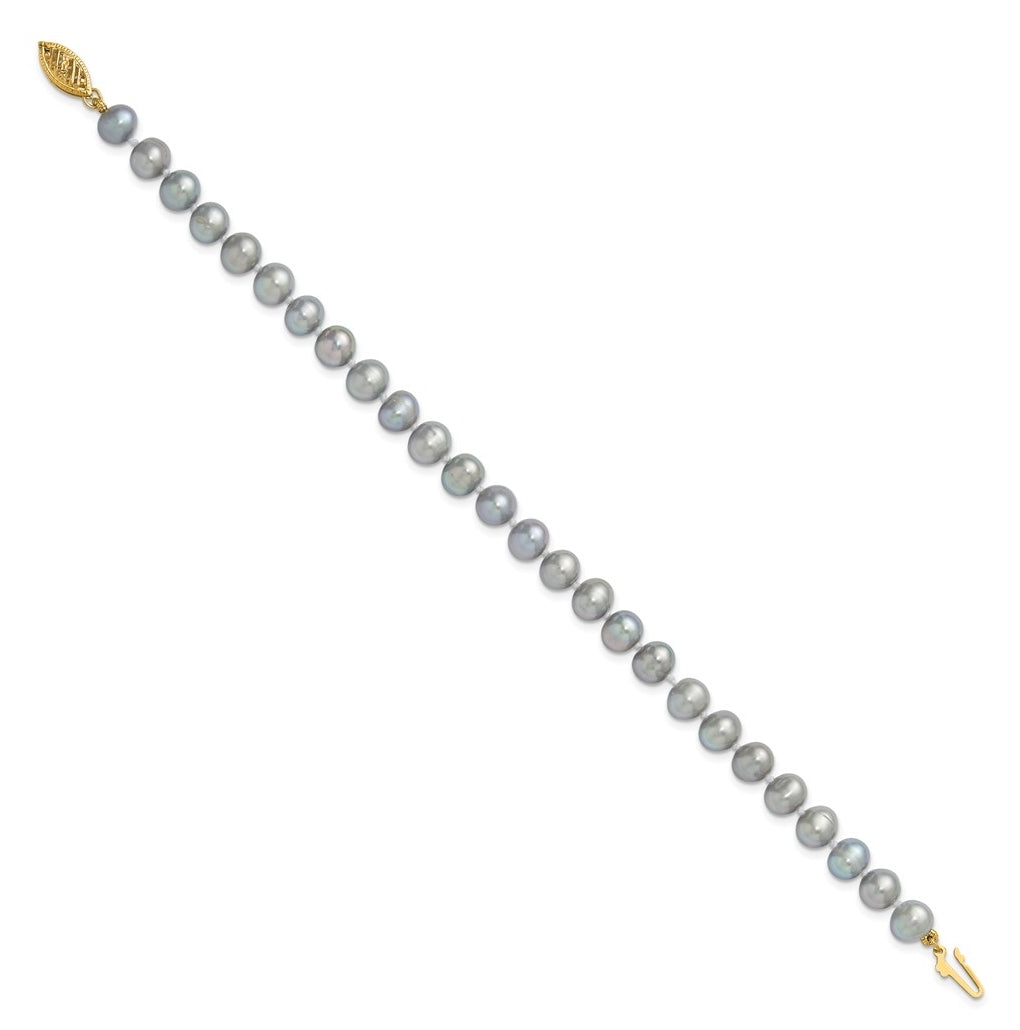 1/20 14K Gold Filled Near Round Grey FWC Pearl 7.5in Bracelet
