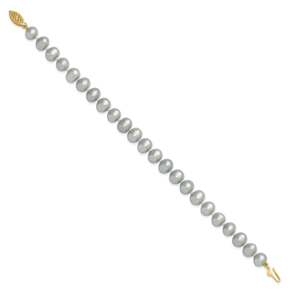 1/20 14K Gold Filled Near Round Grey FWC Pearl 7.5in Bracelet