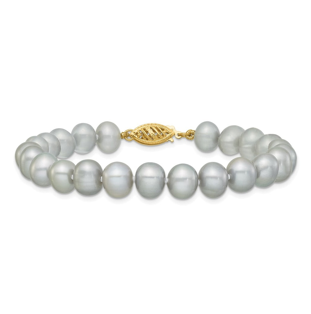 1/20 14K Gold Filled Near Round Grey FWC Pearl 7.5in Bracelet