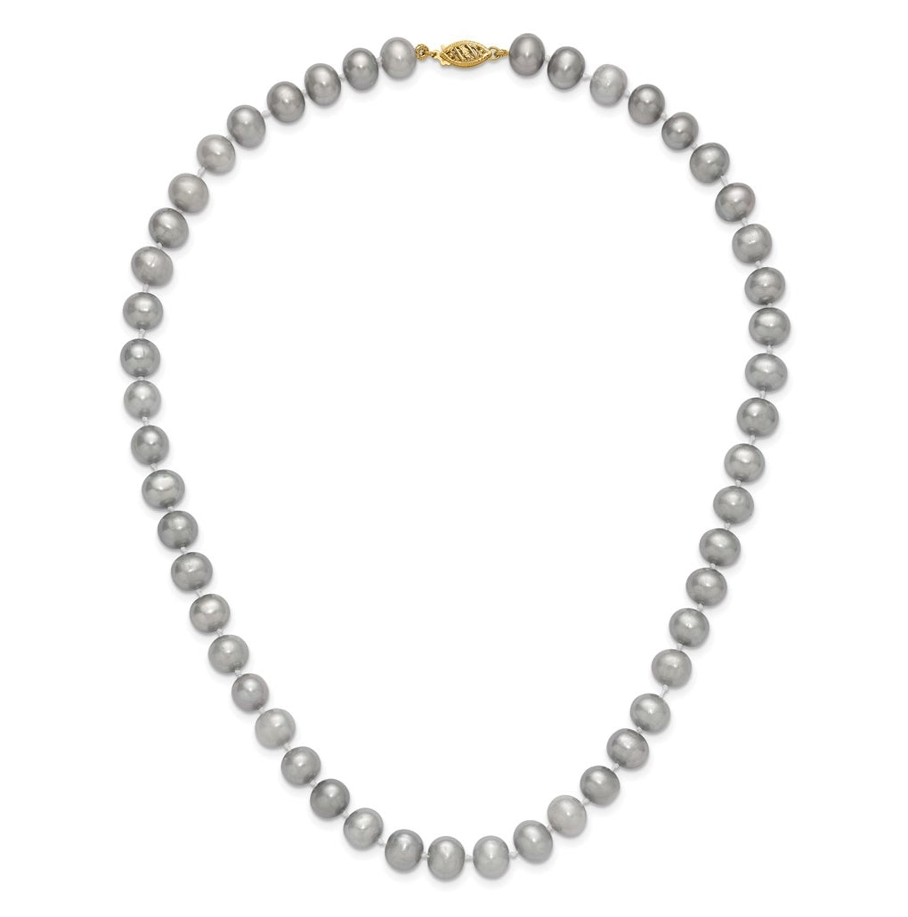 1/20 14K Gold Filled Near Round Grey FWC Pearl Necklace