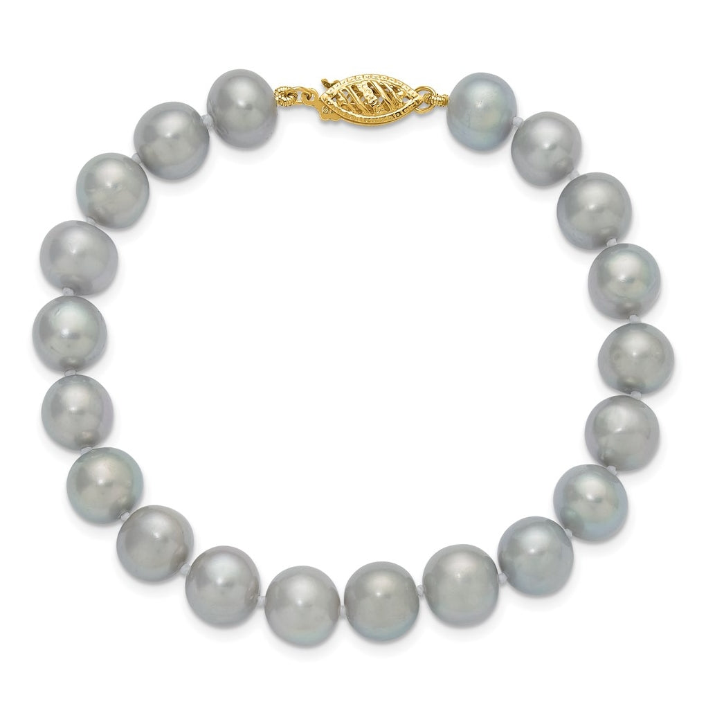 1/20 14K Gold Filled Near Round Grey FWC Pearl 7.5in Bracelet