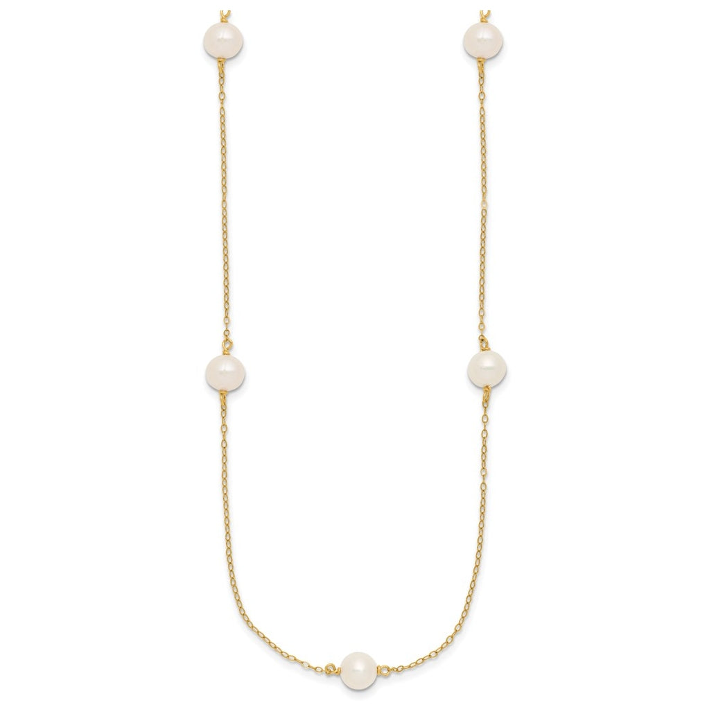 1/20 14K Gold Filled 7-8mm 5-Station Near Rnd White Freshwater Culture Pearl 18in Necklace