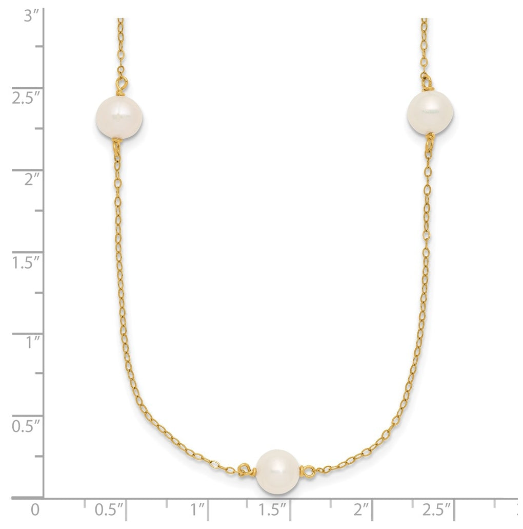 1/20 14K Gold Filled 7-8mm 5-Station Near Rnd White Freshwater Culture Pearl 18in Necklace