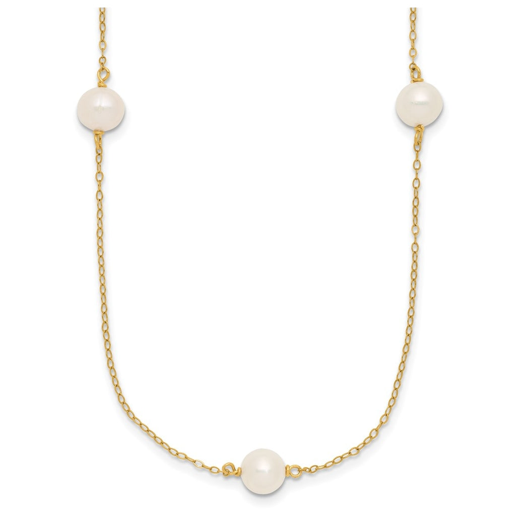 1/20 14K Gold Filled 7-8mm 5-Station Near Rnd White Freshwater Culture Pearl 18in Necklace
