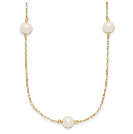 1/20 14K Gold Filled 7-8mm 5-Station Near Rnd White Freshwater Culture Pearl 18in Necklace