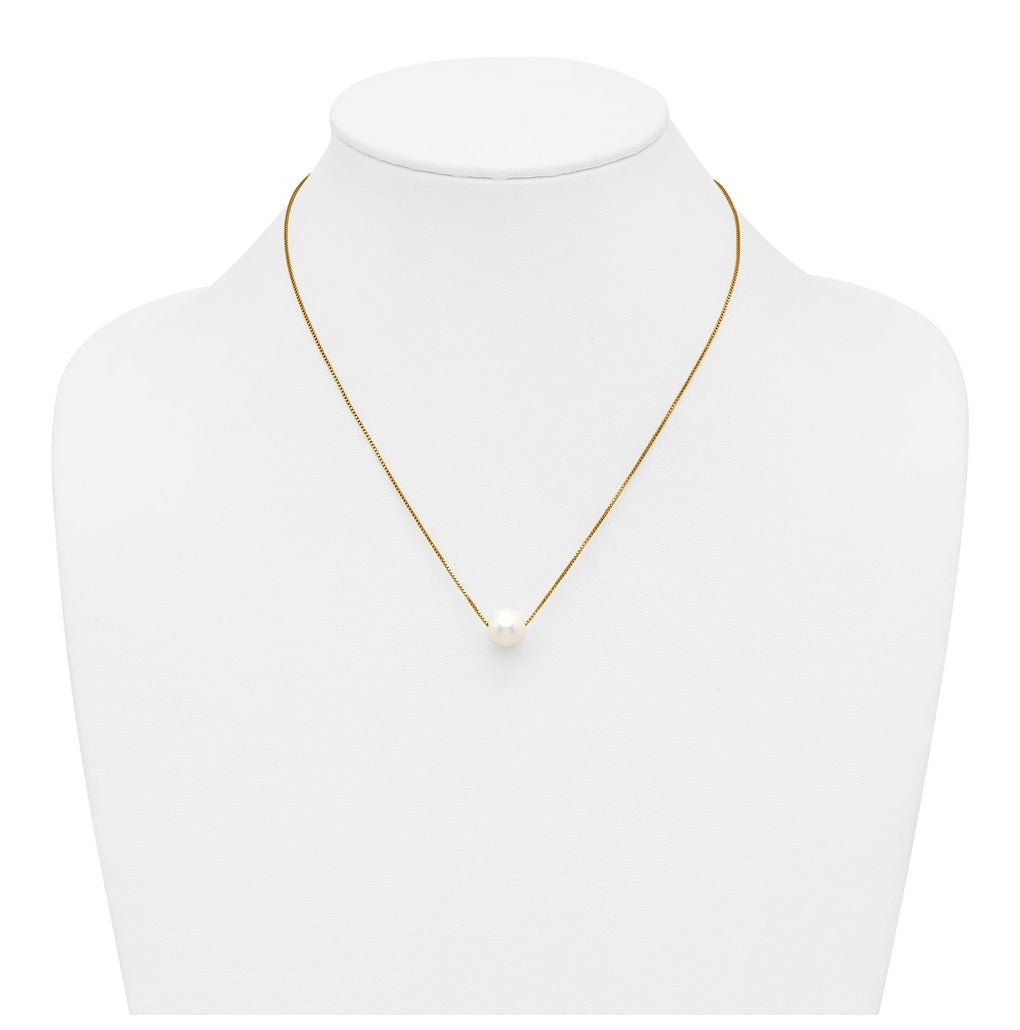 1/20 14K Gold Filled 9-10mm Round White Freshwater Culture Pearl 18in Necklace