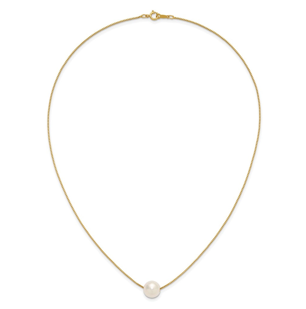 1/20 14K Gold Filled 9-10mm Round White Freshwater Culture Pearl 18in Necklace