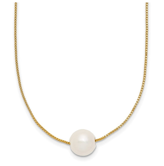 1/20 14K Gold Filled 9-10mm Round White Freshwater Culture Pearl 18in Necklace