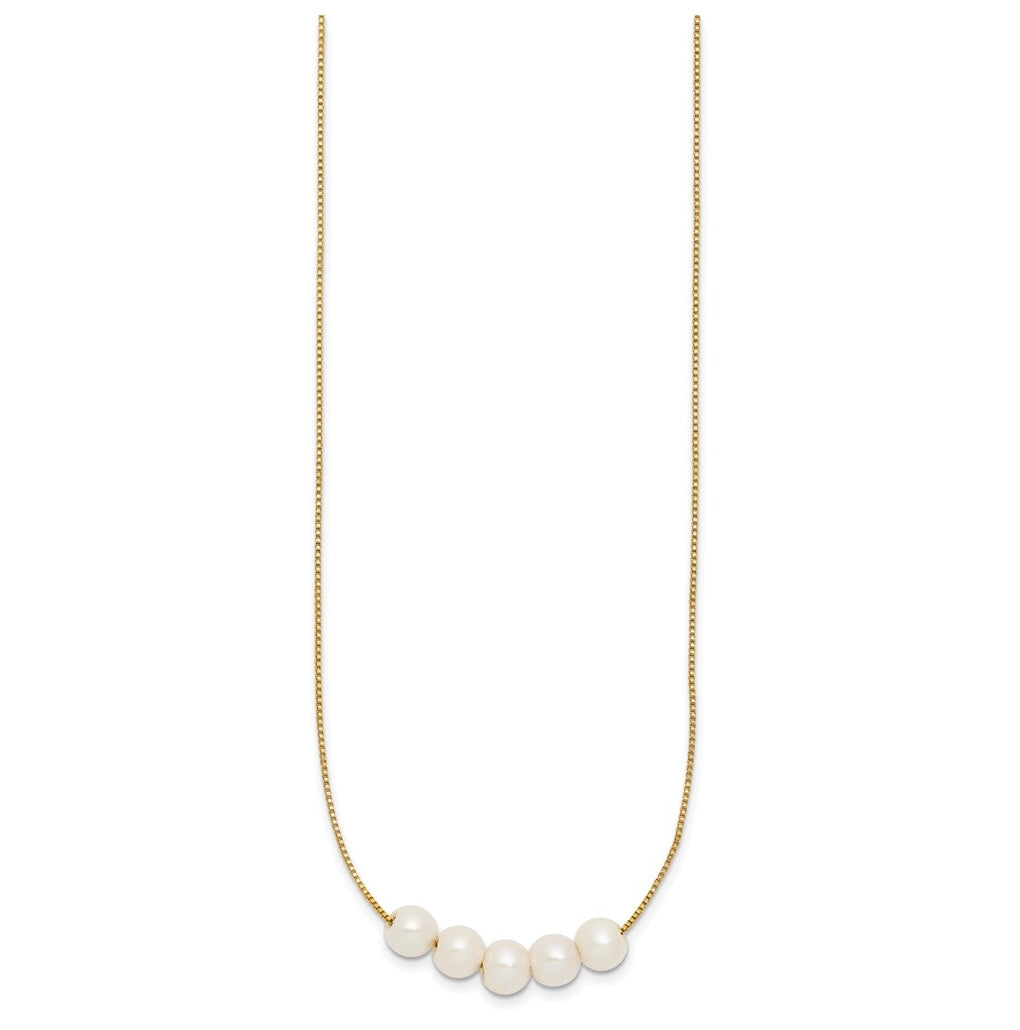 1/20 14K Gold Filled 6-7mm 5 Near Round White Freshwater Culture Pearl 18in Necklace