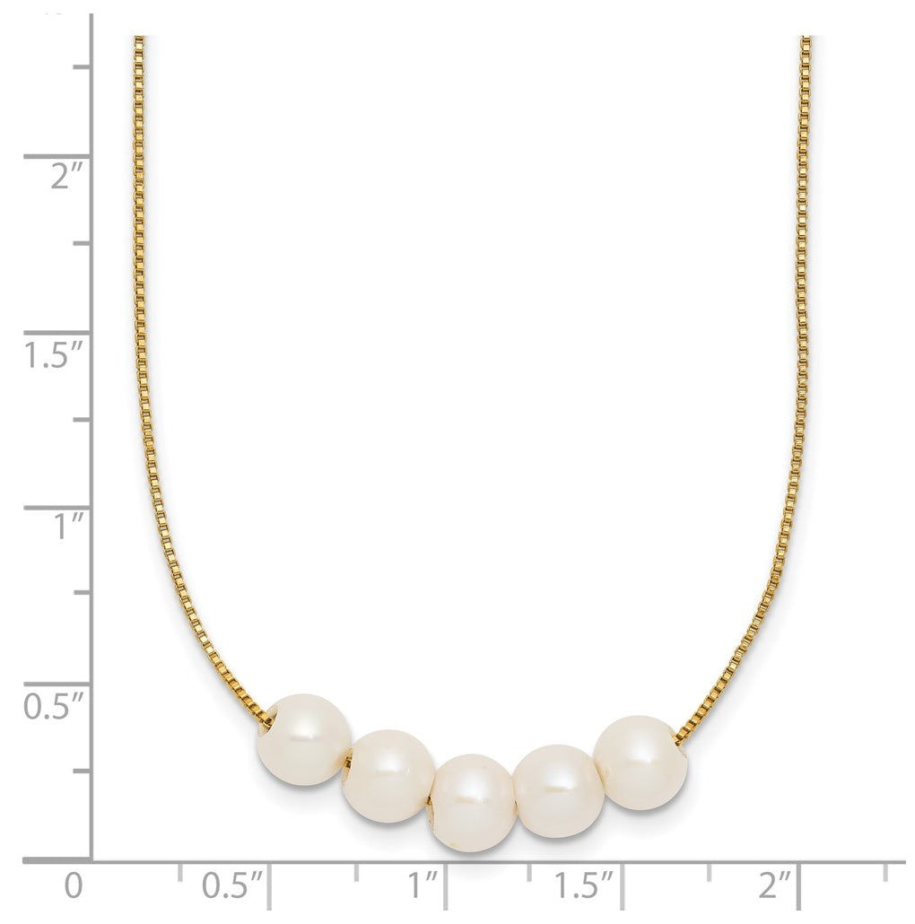 1/20 14K Gold Filled 6-7mm 5 Near Round White Freshwater Culture Pearl 18in Necklace