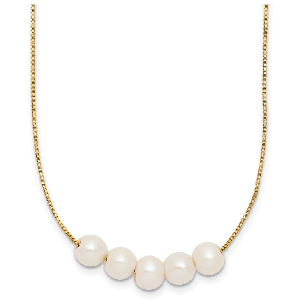 1/20 14K Gold Filled 6-7mm 5 Near Round White Freshwater Culture Pearl 18in Necklace