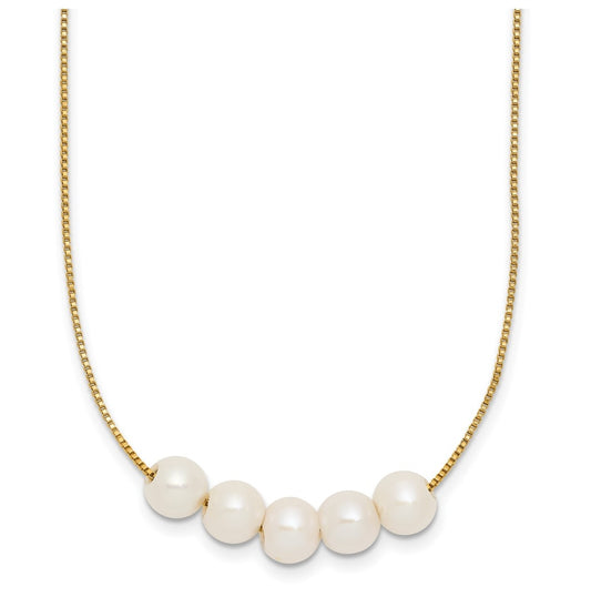1/20 14K Gold Filled 6-7mm 5 Near Round White Freshwater Culture Pearl 18in Necklace