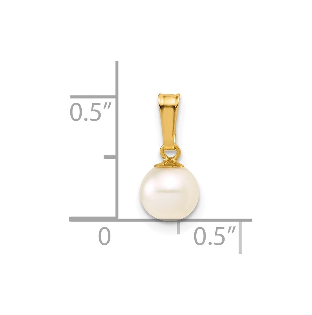 1/20 14K Gold Filled 6-7mm Round White Freshwater Culture Pearl Pendant