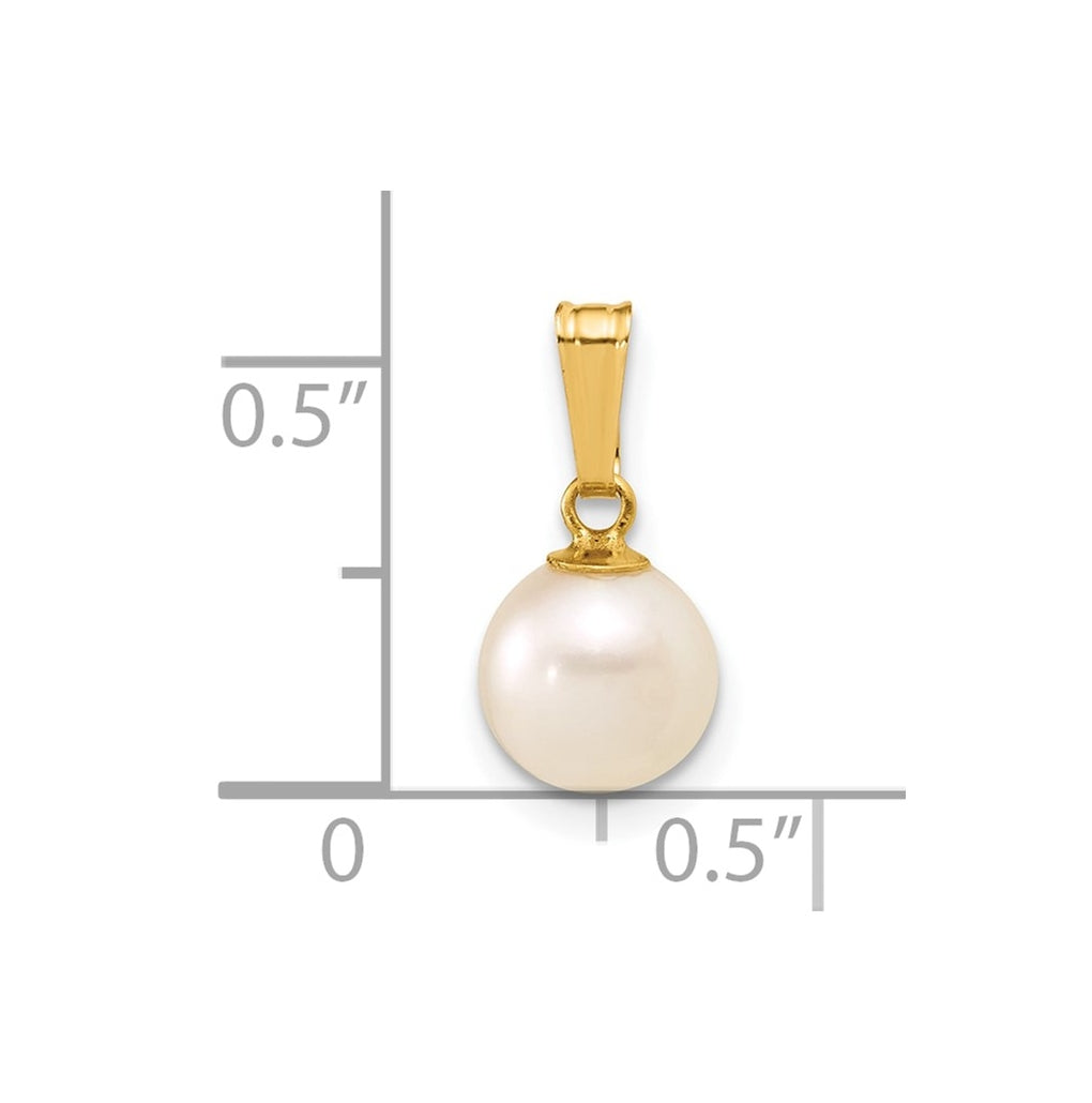 1/20 14K Gold Filled 7-8mm Round White Freshwater Culture Pearl Pendant