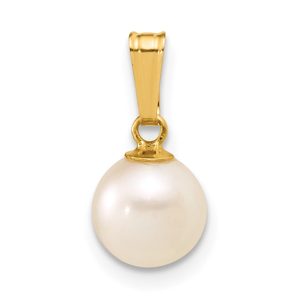 1/20 14K Gold Filled 7-8mm Round White Freshwater Culture Pearl Pendant