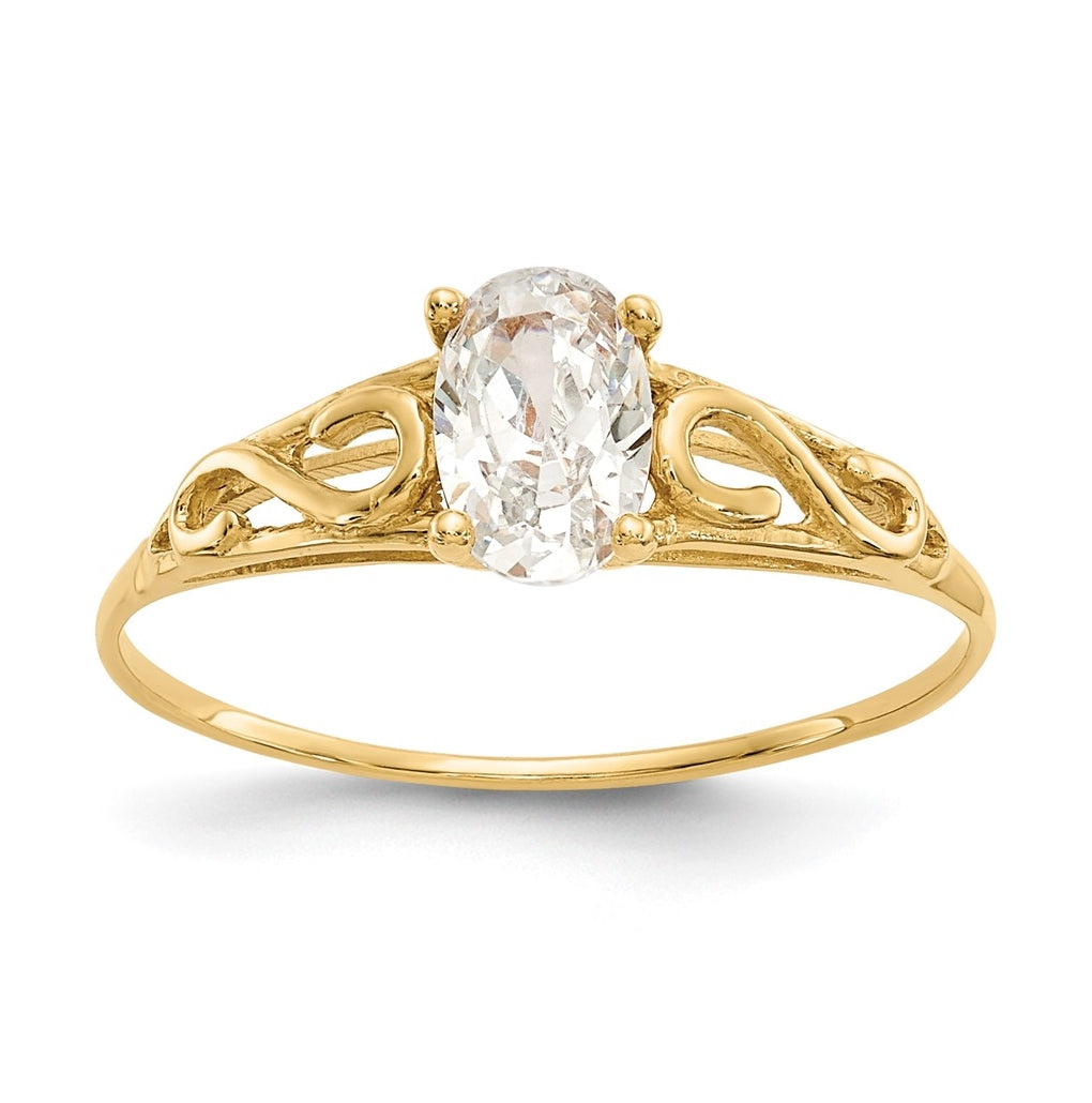 14K Yellow Gold Madi K Synthetic White Spinel Ring