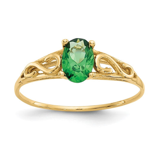 14K Yellow Gold Madi K Synthetic Emerald Ring