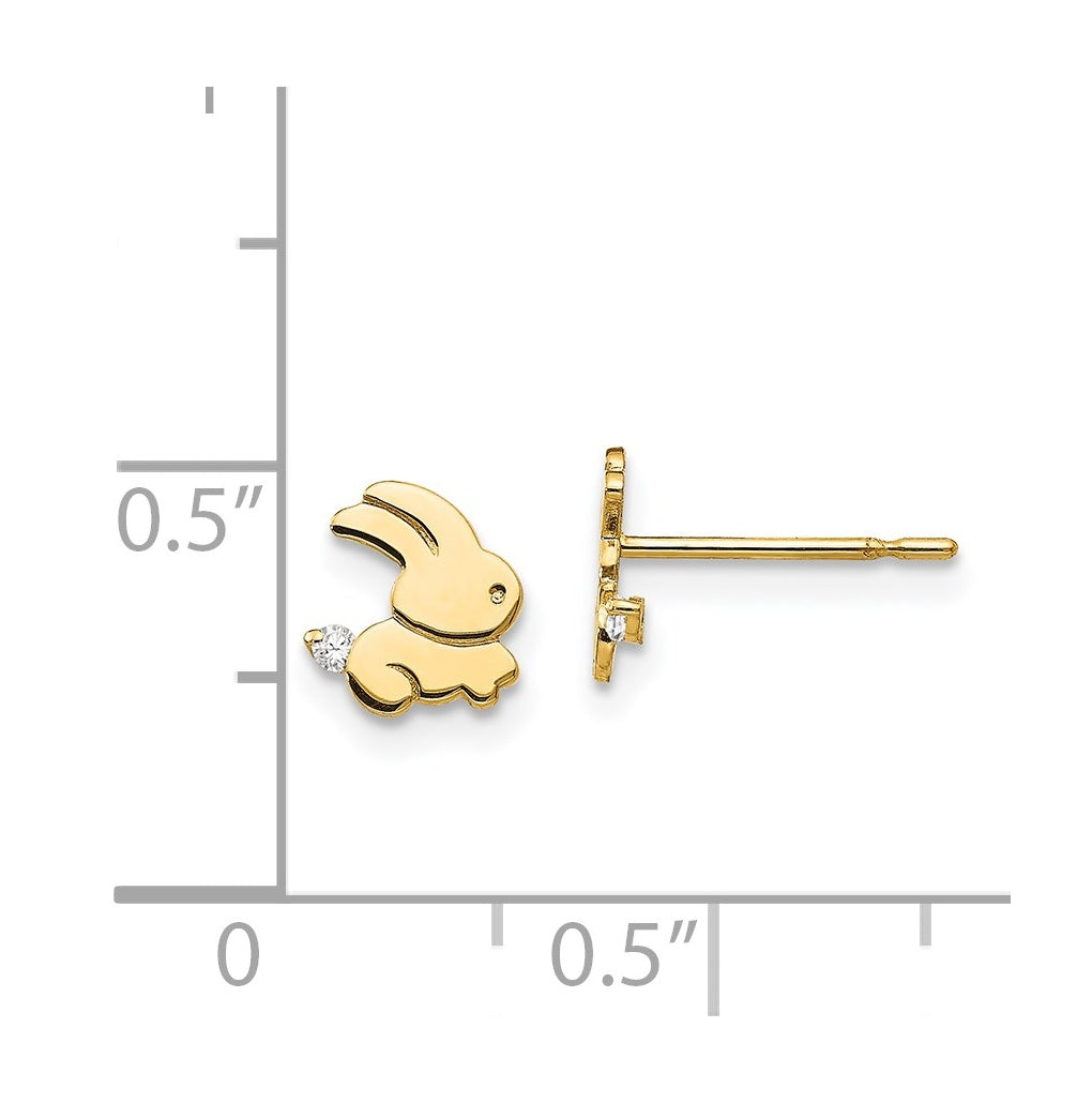 14k Yellow Gold Madi K Cubic Zirconia Children's Bunny Post Earrings