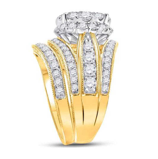 14K Yellow Gold Princess Diamond Bridal Wedding Ring Band Set 2-1/2 Cttw, Womens Size: 5-10