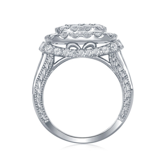 14K White Gold Princess Diamond Cluster Bridal Wedding Engagement Ring 3-1/2 Cttw, Womens Size: 5-10