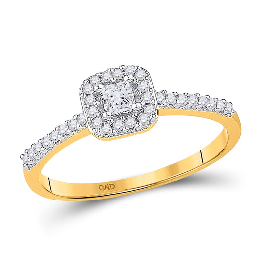 10K Yellow Gold Princess Diamond Solitaire Bridal Wedding Engagement Ring 1/4 Cttw, Womens Size: 5-10
