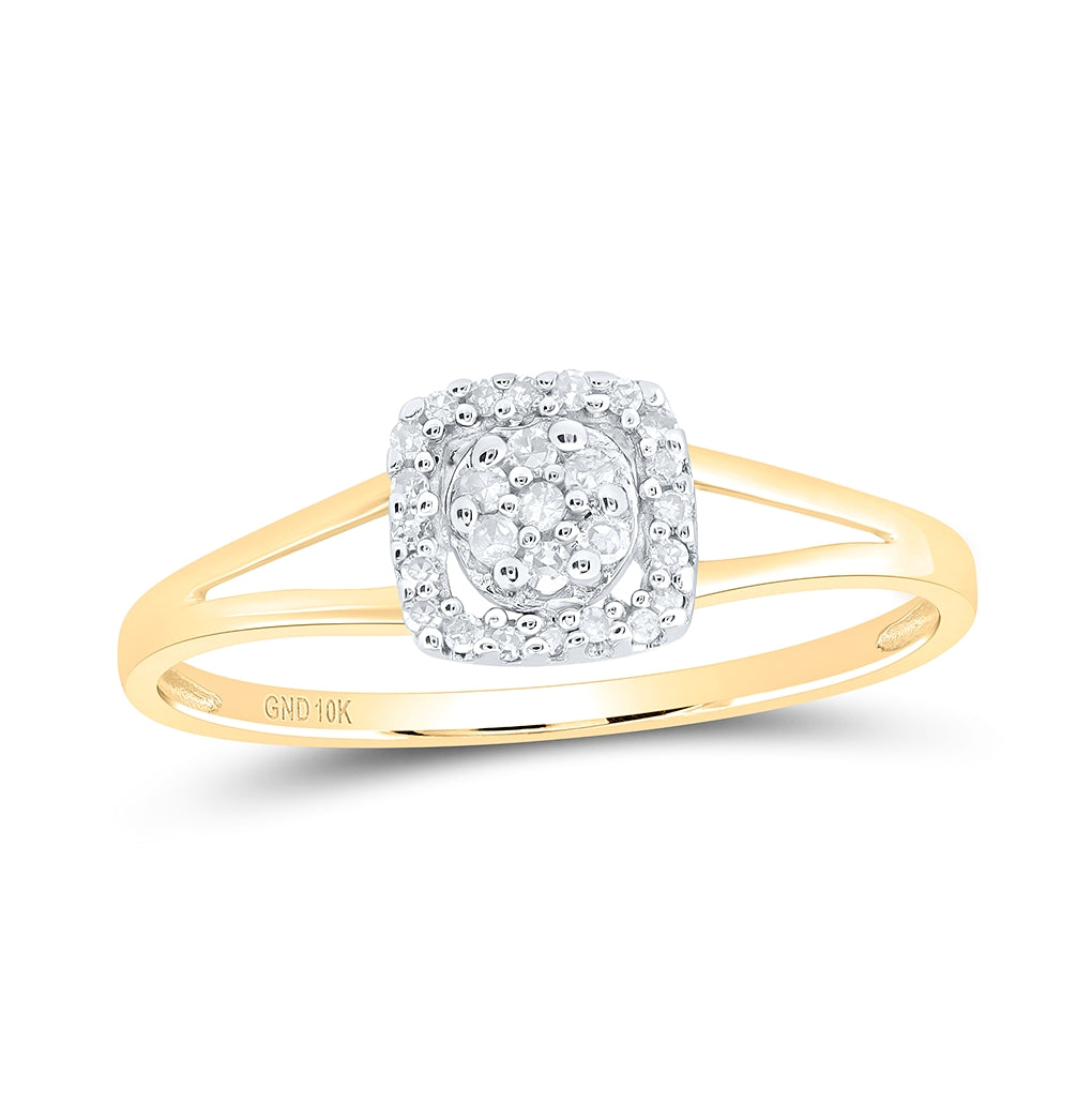 10K White Or Yellow Gold Womens Round Diamond Square Frame Cluster Ring , Womens Size: 5-10