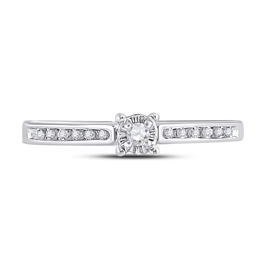 10K White Gold Round Diamond Solitaire Bridal Wedding Engagement Ring 1/10 Cttw, Womens Size: 5-10