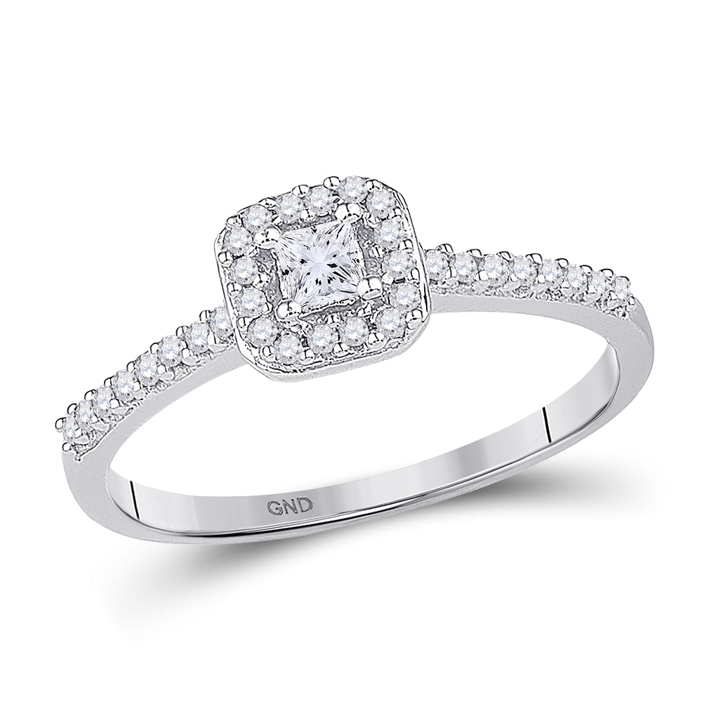 10K White Gold Princess Diamond Solitaire Bridal Wedding Engagement Ring 1/4 Cttw, Womens Size: 5-10