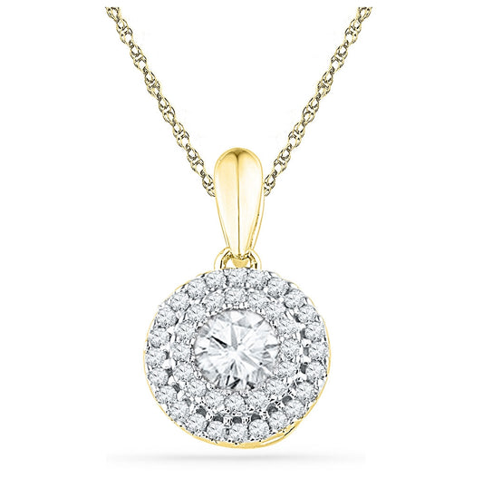 10kt Yellow Gold Womens Round Diamond Solitaire Pendant 1/2 Cttw