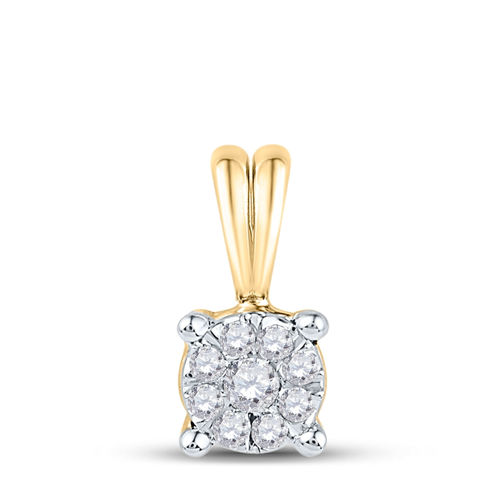 10K White Or Yellow Gold Womens Round Diamond Cluster Pendant