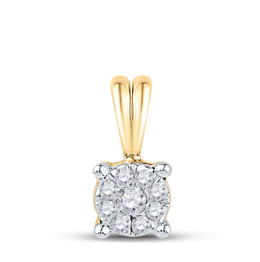 10K White Or Yellow Gold Womens Round Diamond Cluster Pendant