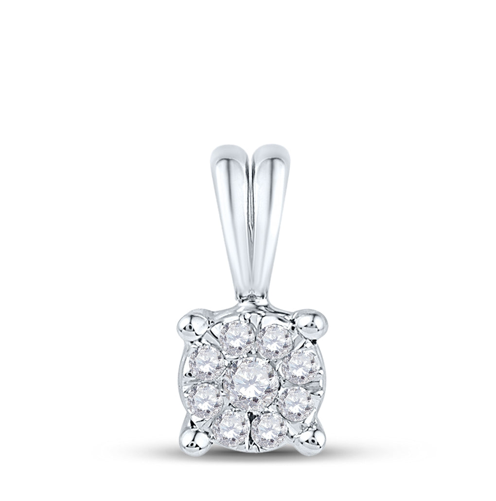 10K White Or Yellow Gold Womens Round Diamond Cluster Pendant